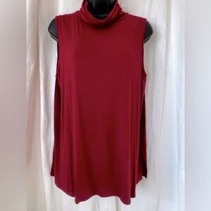 Wynne Layers Sleeveless Mock Neck Sweater Maroon Red NWT